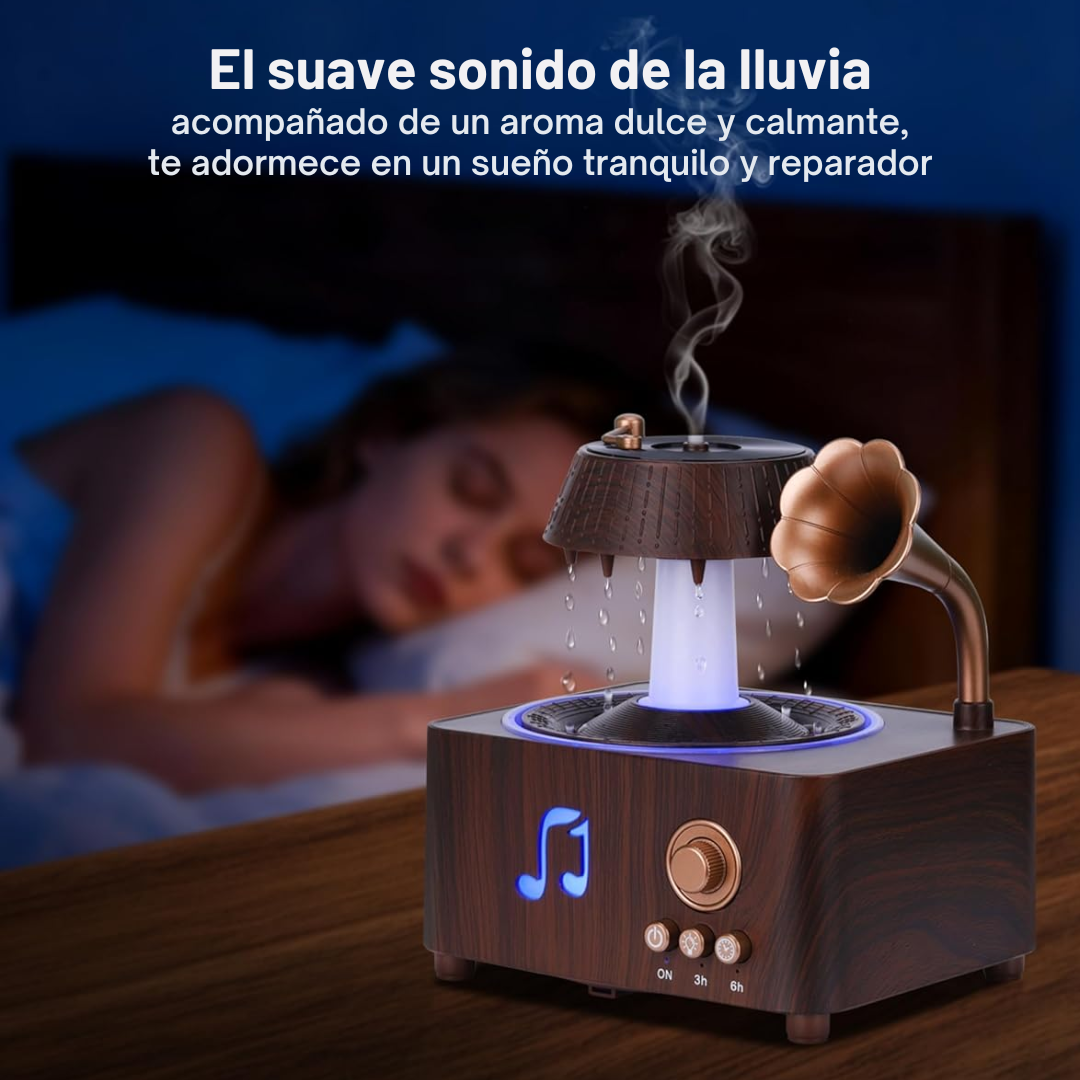 Humidificador Vintage con Efecto de Lluvia Giratoria