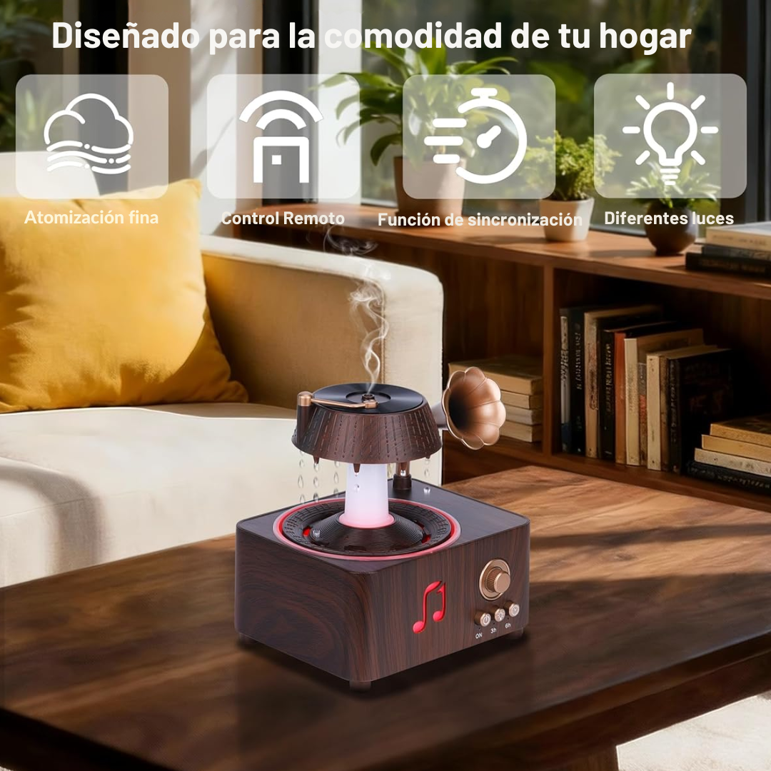 Humidificador Vintage con Efecto de Lluvia Giratoria