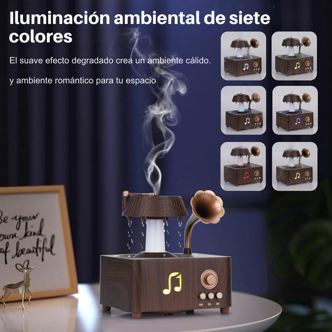 Humidificador Vintage con Efecto de Lluvia Giratoria