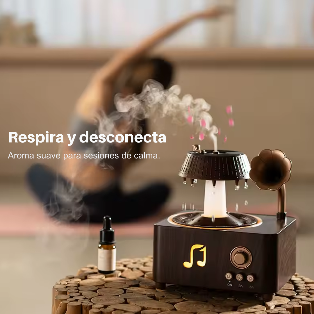 Humidificador Vintage con Efecto de Lluvia Giratoria